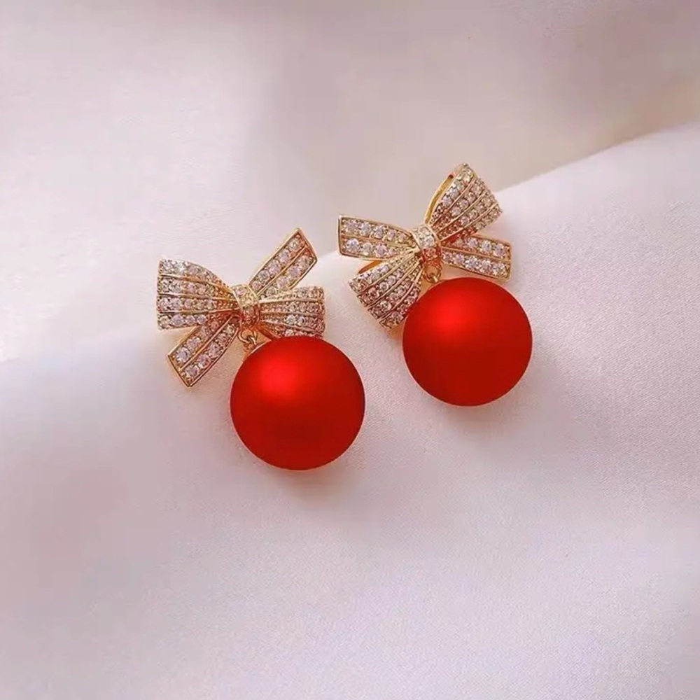 Elegant Red Bow Earrings